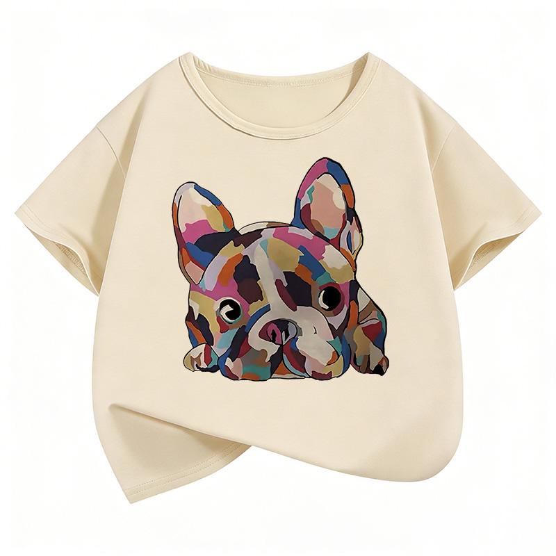 Vintage Dog Retro Graphic Kids Tshirts Summer Short Sleeve Tees Cartoon Animal Boys Girls Clothes Kawaii Tops Children Tshirt