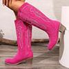 Women Mid-calf Boots Retro Fashion Plus Size Women Shoes Trend Outdoor Luxury Ankle Boots Pointed Western Cowboy Boots Women