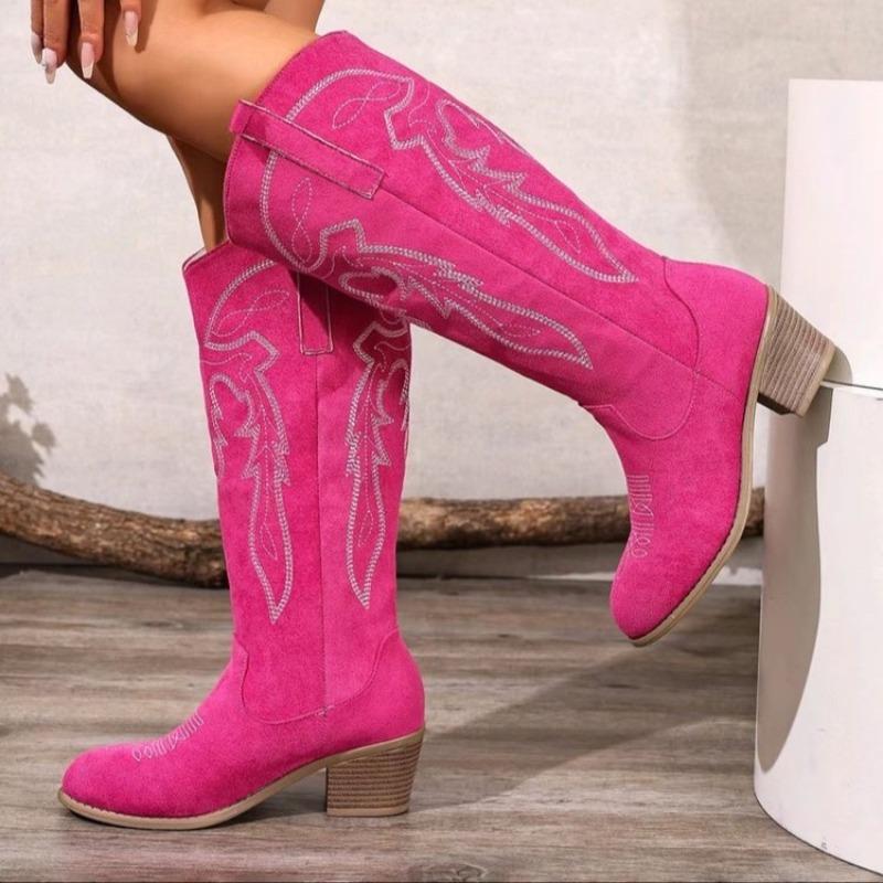 Women Mid-calf Boots Retro Fashion Plus Size Women Shoes Trend Outdoor Luxury Ankle Boots Pointed Western Cowboy Boots Women