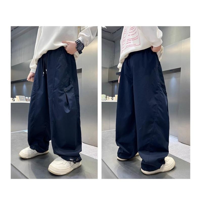 Boys Big Kids Casual Straight Wide Leg Cargo Long Pants