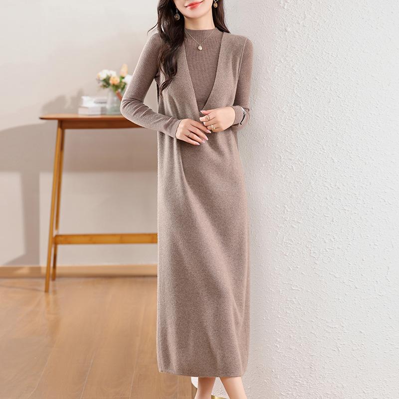 Women's Cashmere Dress Qinghe Cashmere 30% Cashmere 70% Wool Autumn and Winter Cashmere Skirt Soft and Warm