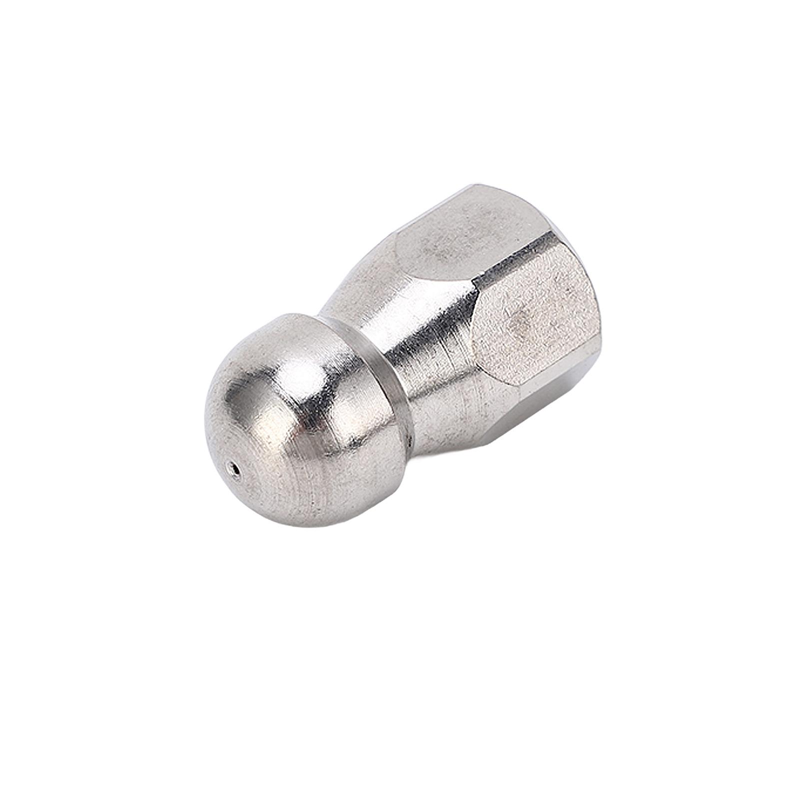 5000PSI High Pressure Washer Nozzle Pipe Dredging Cleaning Nozzle Stainless Steel Jetter Nozzle Ball Head Front 1 Rear 3 Holes G1/4in Stainless steel