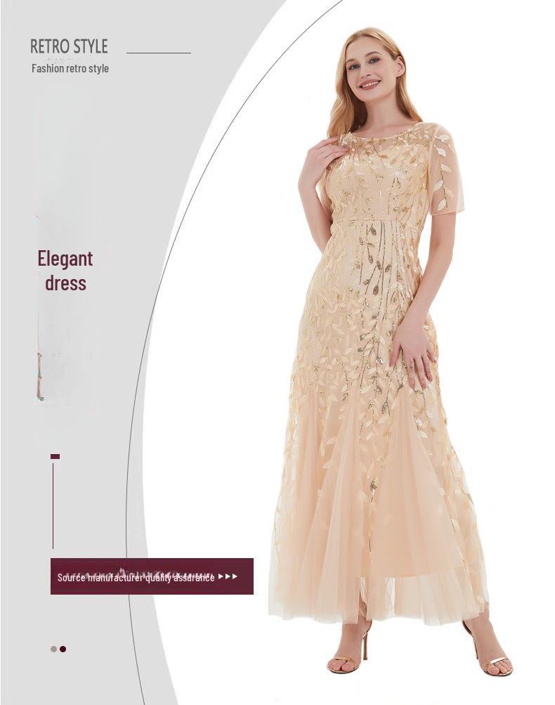 2023 Flitrové šaty pro družičku: Krátkorukávové, Slim Fit, Dlouhá rybí sukně pro banketové večery