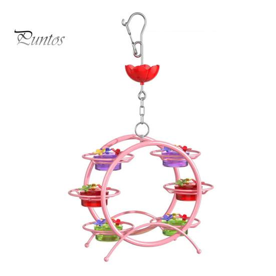 

Кормушка для колибри, подвесная кормушка для диких птиц с 6 банками и 18 защищенными от муравьев портами для кормления, для декора лужайки на открытом воздухе в саду розовый