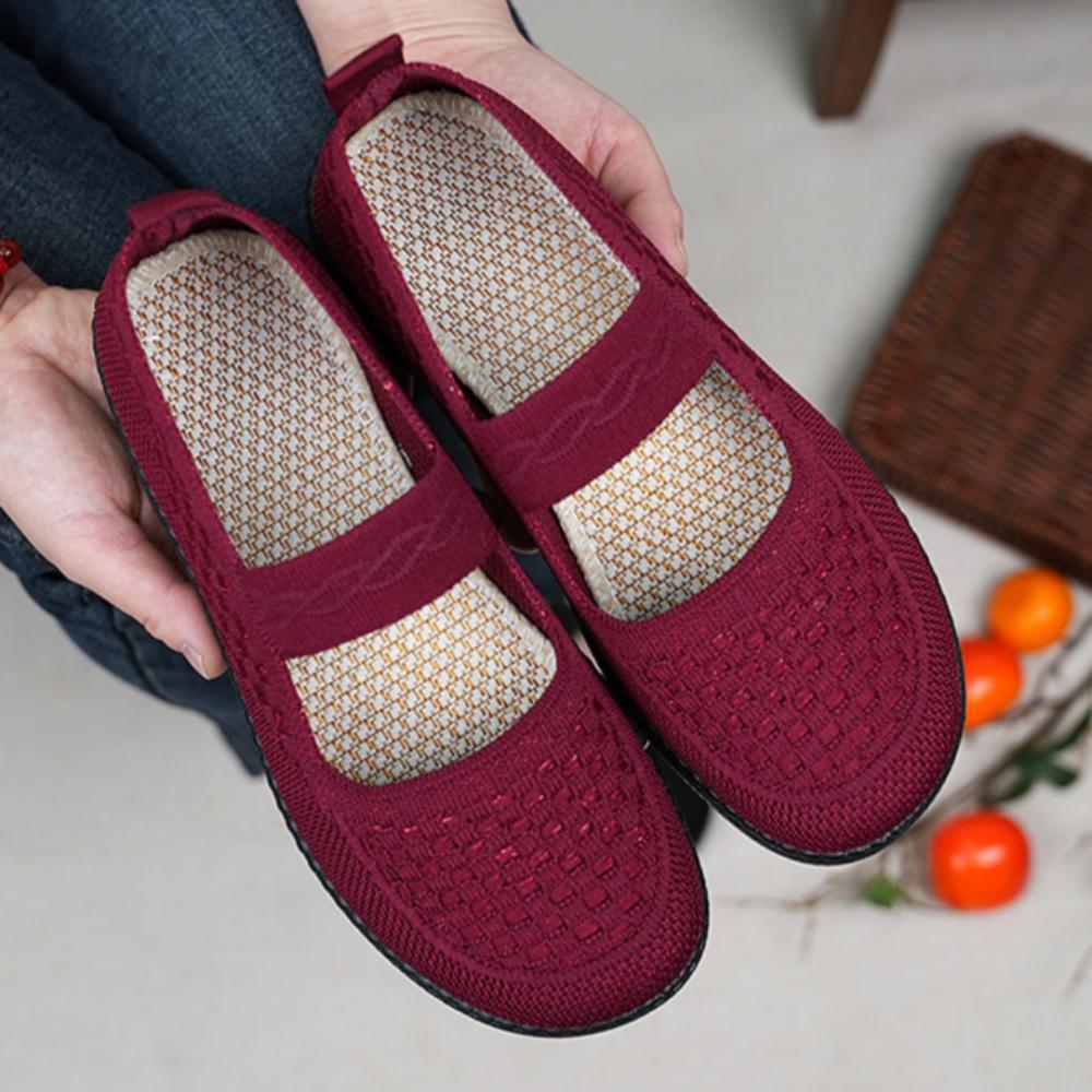 Women's Cloth Shoes Mesh Shallow Shoes Non-slip Wear-resistant Middle-aged and Elderly Shoes Elastic Walking Shoes for The Elderly