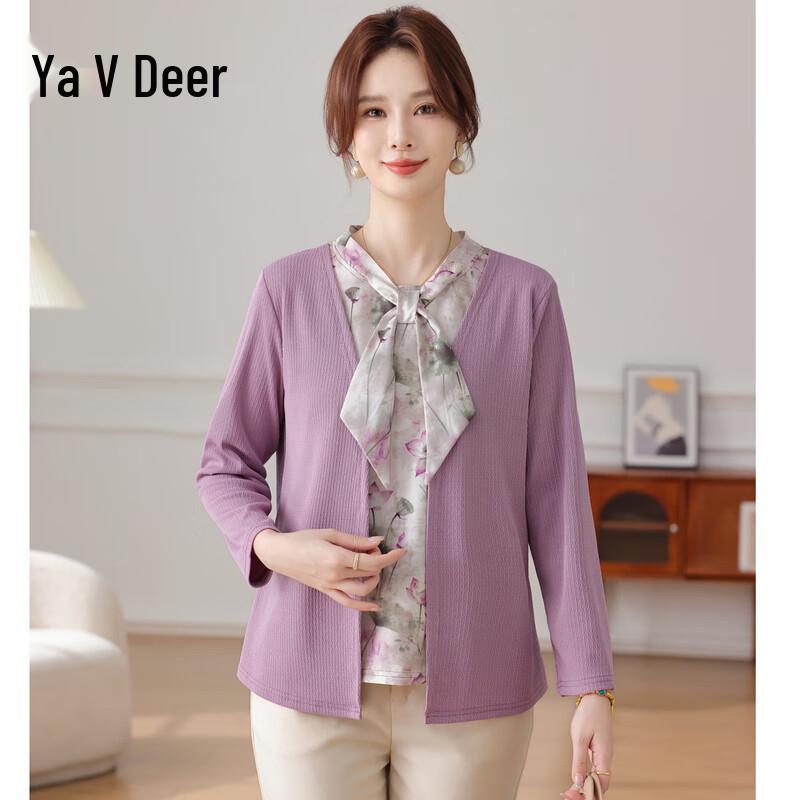 

Yalu Women s Floral Fake Two-Piece Knit Top 4XL