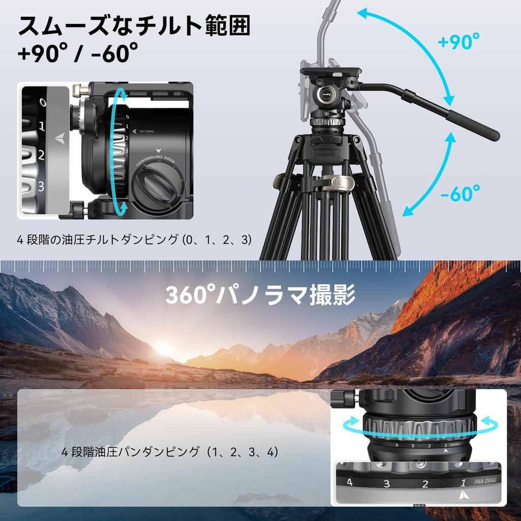 SmallRig Professional Video Head with Hydraulic Detachable and Manfrotto QR kg 8 kg Maximum PH8 4287 6-Step Counterbalance, 4-Step Pan/Tilt Damping,