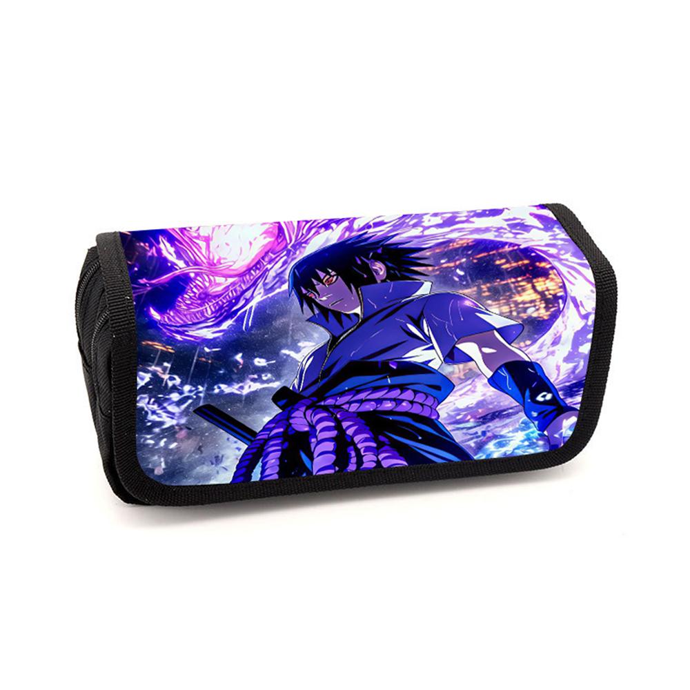 NARUTO Cartoon Anime Pencil Box Double Layer Flip Pen Case Lightweight Stationery for Kids School Daily Use,Boys&Girls Ages 5-10