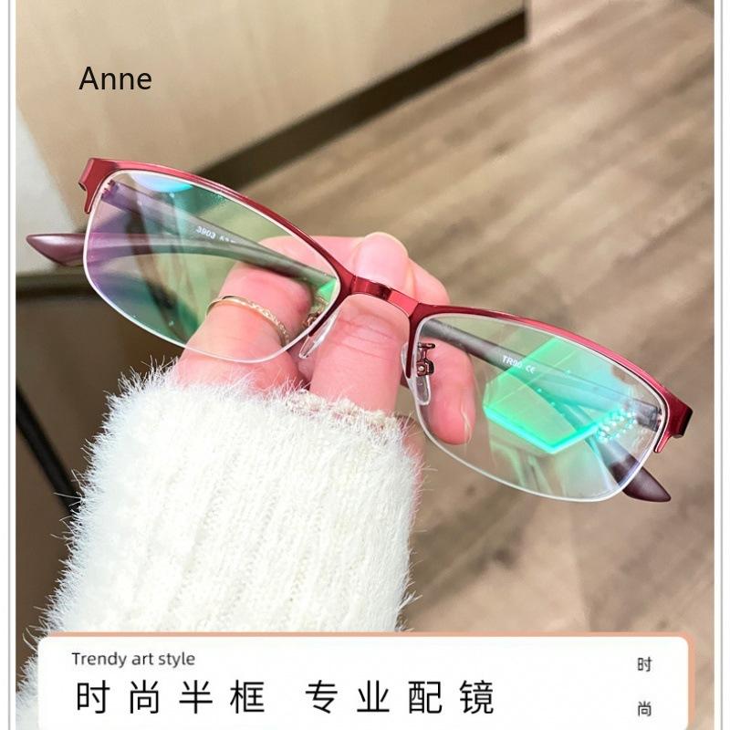 Myopia Glasses Women Fashion Glasses Metal Half Rim Oval Eyeglass Frame For Prescription Lenses Reading
