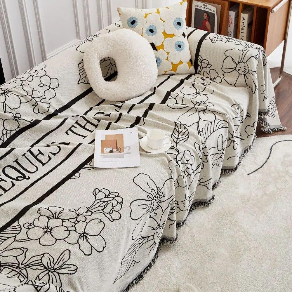 Flower Print Sofa Cover Blankets Outdoor Camping Picnic Large Blanket Leisure Beach Towel Travel Rug Sofa Mat
