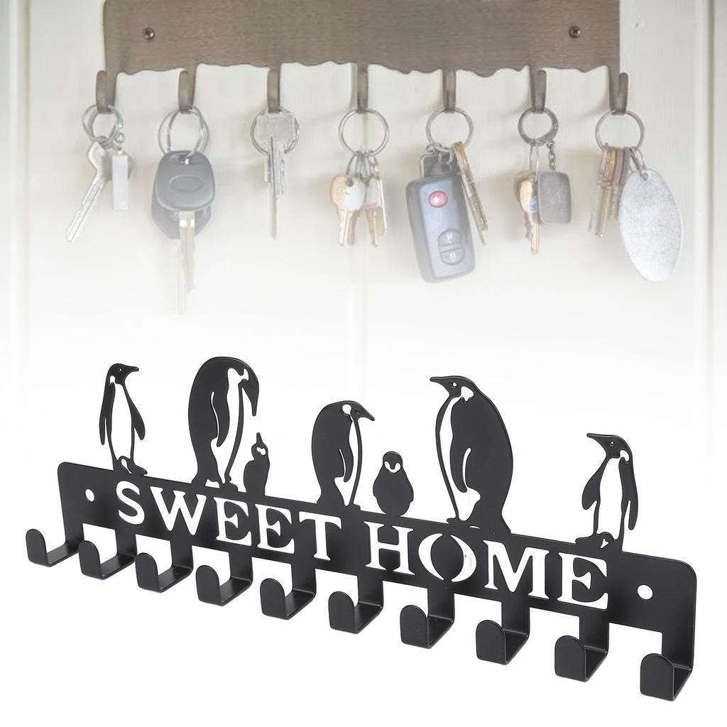 Key Holder Hooks Organizer Hanger Rack Wall Mounted with Screws Anchors Home Metal Decor for Entryway Front Door Hallway