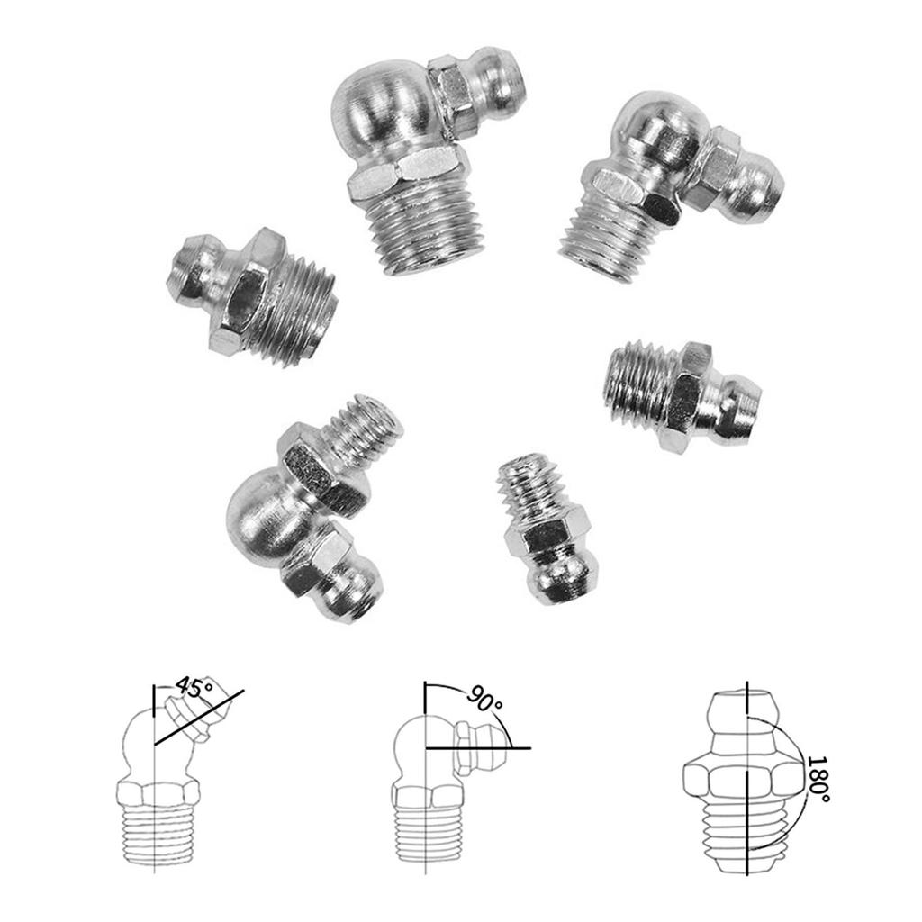 115Pcs Metal Zerk Grease Nipple Fittings Assortment Metric Hydraulic Grease Fitting for Replacing Missing Broken Fitting