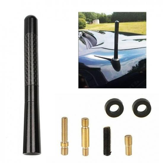 4.7" CARBON FIBER CAR AM/FM RADIO SHORT ANTENNA SCREW STUBBY ALUMINUM BLACK New