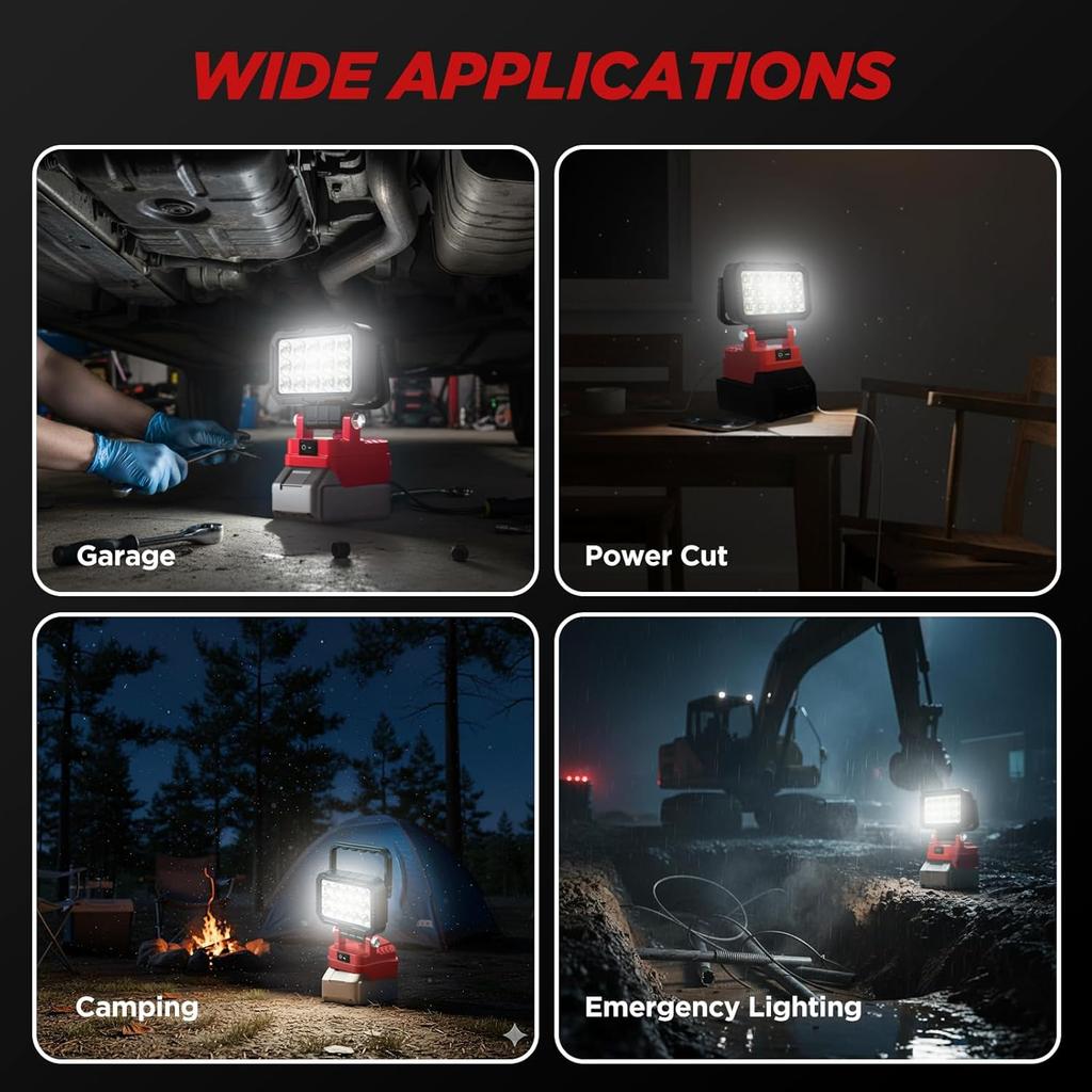 LED Light For Milwaukee Battery M-18 1In Portable Spotlight Cordless Outdoor Work Fishing Handheld Emergency Tool Light
