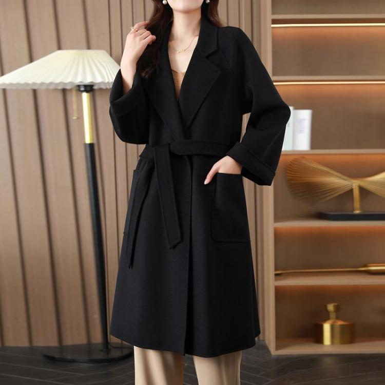 Modern Wool Long Coat for Women 100% Wool Handmade Pea Coat Winter Warm Overcoat Autumn New Saga