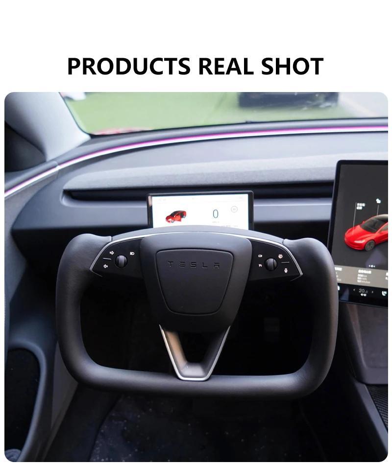 Mango Para Tesla Model 3 Highland 2026 Volante Yugo Alcantara/Cuero Nappa Modelo de Carreras de Coches 3 Highland 2024 2025