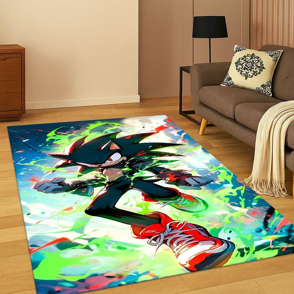 3D S-Sonic Cartoon Game Carpet Rug for Bedroom Living Room Sofa Doormat Home Decor,Kids Play Area Rug Non-slip Christmas Gift