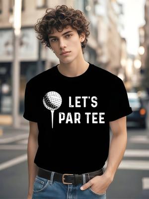 Funny Golf T-shirt - Let's Par Tee Graphic Tee with Golf Ball Design - Black Shirt for Golf Outings