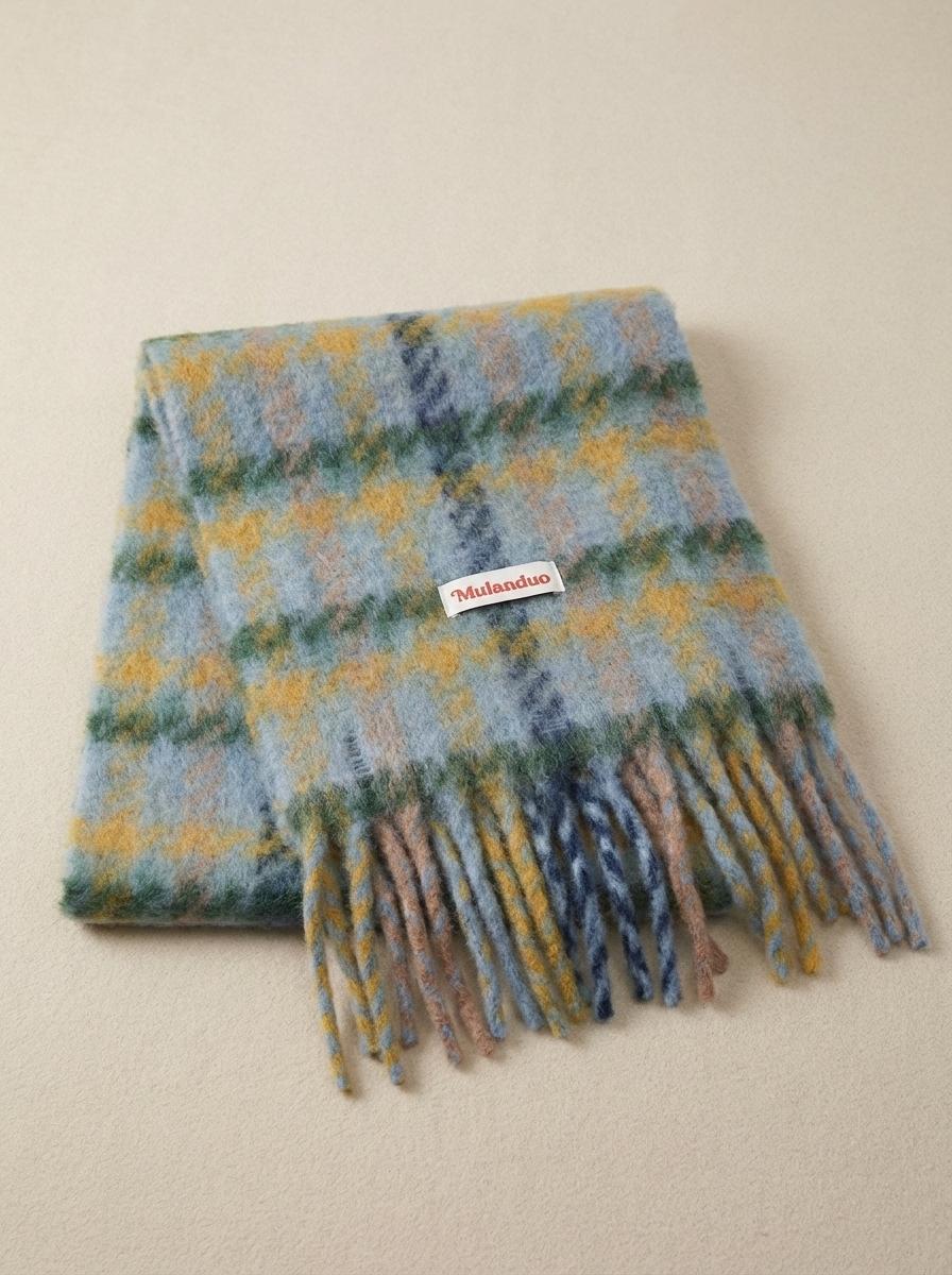 Thousand Bird Plaid Shawl Thickened Warm Scarf with Plaid Pattern