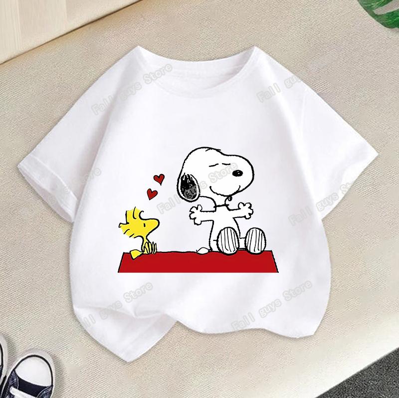 Snoopys Kids TShirt Anime Boys Girls Short Sleeve Tops Summer Breathable Baby Cartoon Tees Cute Dog Print Clothes Birthday Gifts