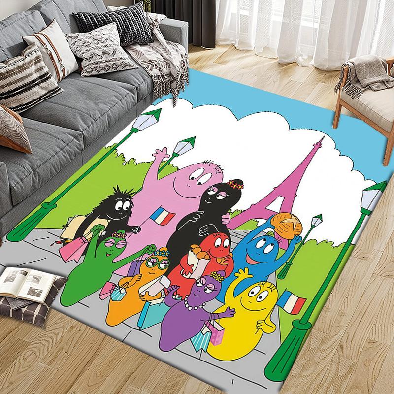 Barbapapa3 Flannel Pattern Square Carpet,Area Rug,Carpet Rug for Living Room Bedroom Sofa Playroom Decor,Non-slip Floor Mat
