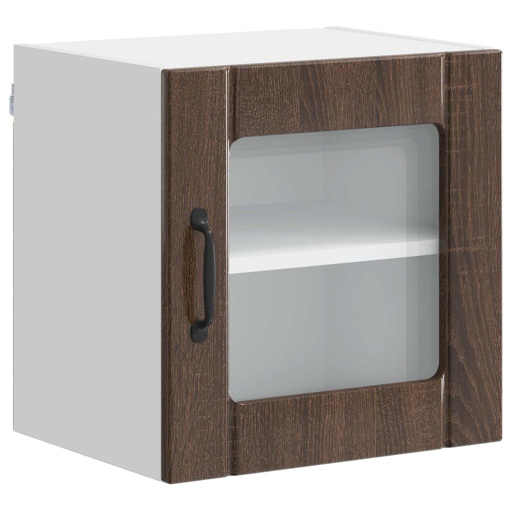 Wall Mounted Glass Cabinet LUCCA 2 Pcs Brown Oak 40 X 31 X 40 Cm
