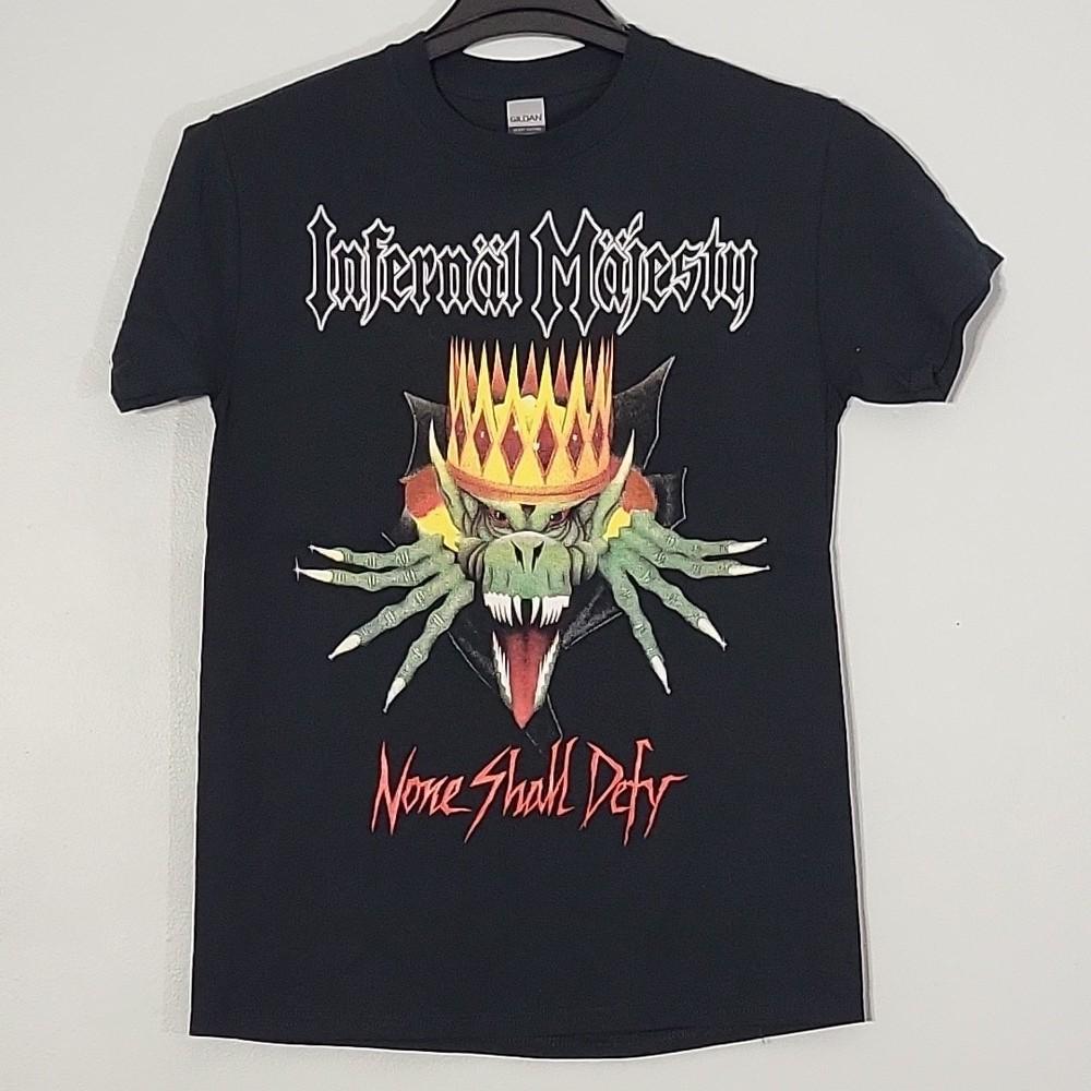 

INFERNAL MAJESTY None Shall Defy S SMALL T-Shirt Black Mens Band Logo Unisex T-Shirt L