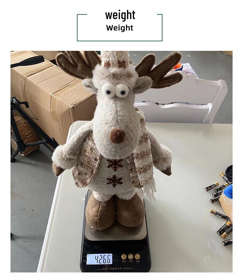 Christmas Snowman Telescopic Doll with Knitted Earmuffs & Reindeer - Desktop & Window Decoration Ornament