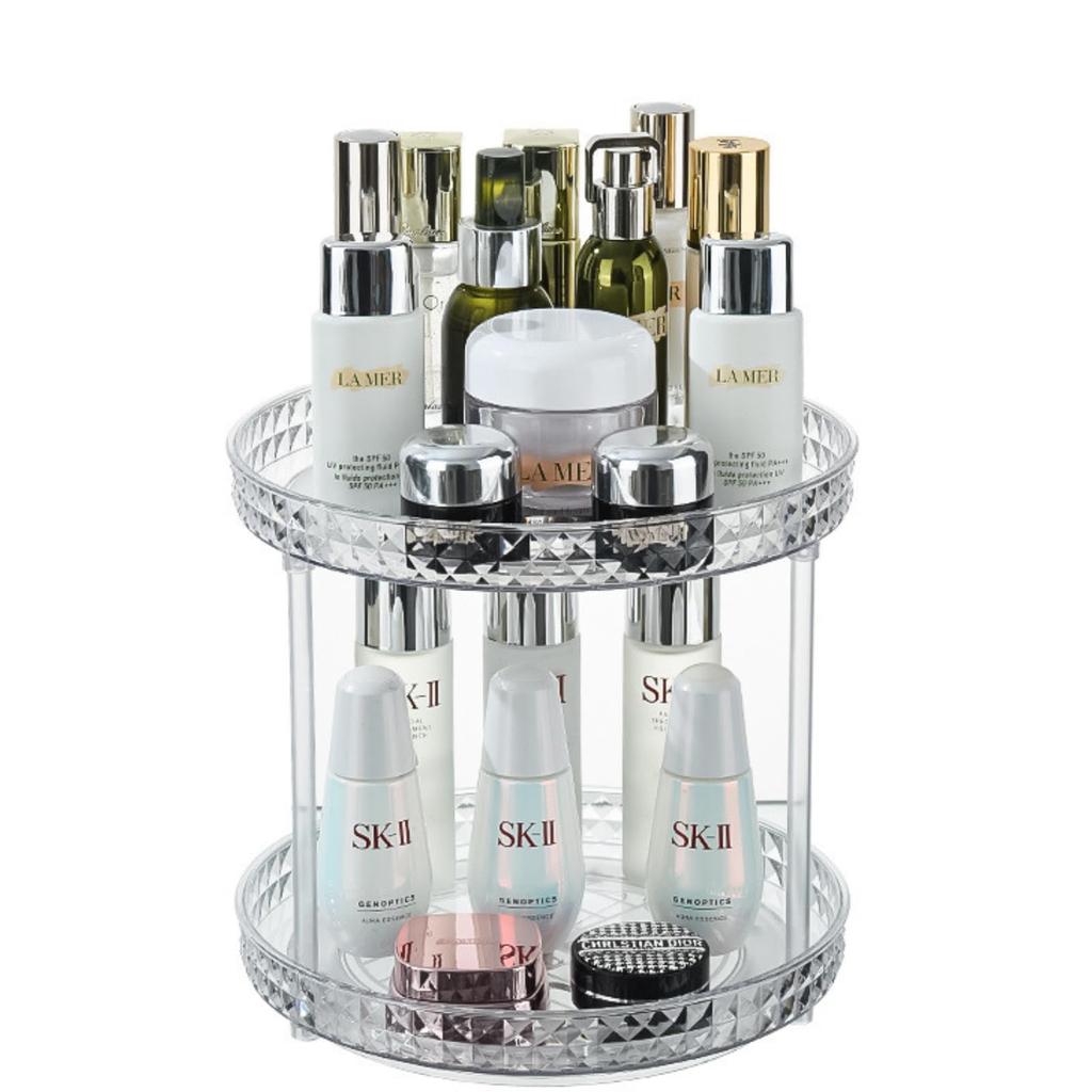 FALOFALO Cosmetics Makeup Storage Simple Stylish Storage & Box, 2-Tier, 360° Rotating, Design,