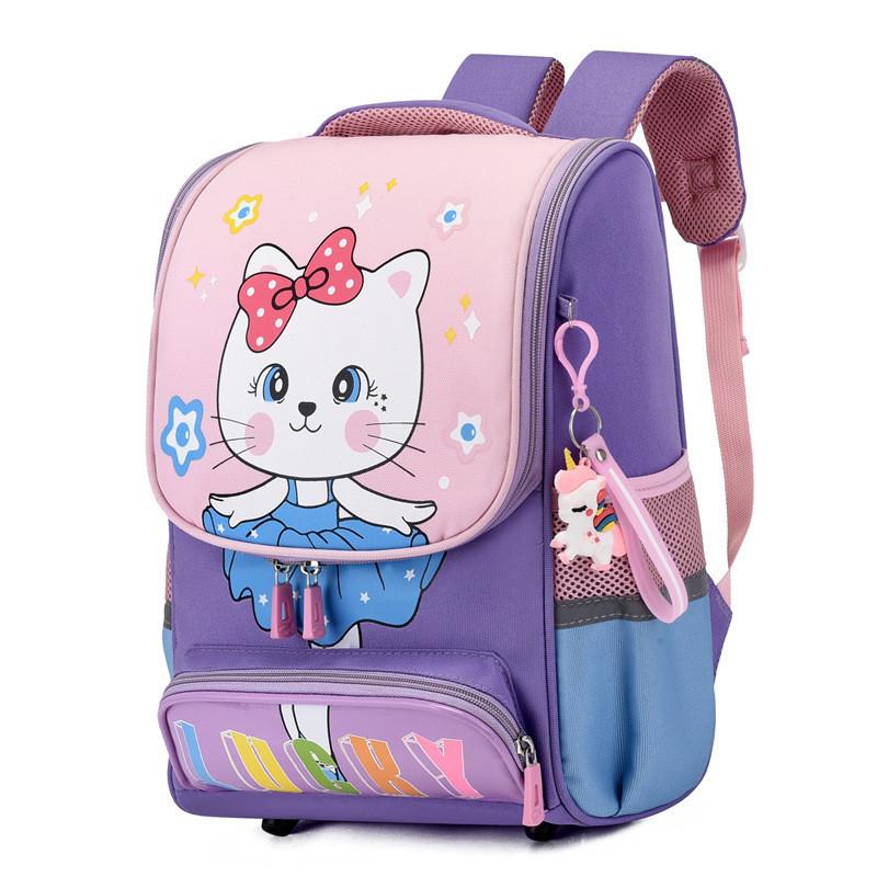 Breathable Lightweight Kindergarten Backpack With Colorful Cartoon Animal Prints StyleE