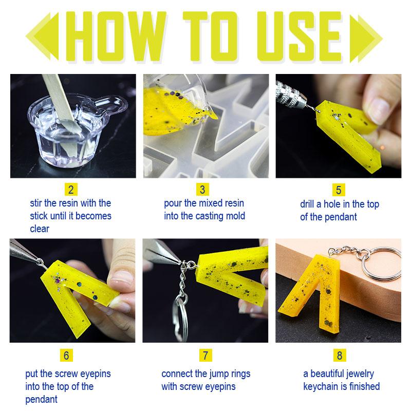 Alphabet Epoxy Resin Mold Kit Ornament Backward Letter Resin Silicone Mold Drill Number Mould For Keychain Making Jewelry DIY