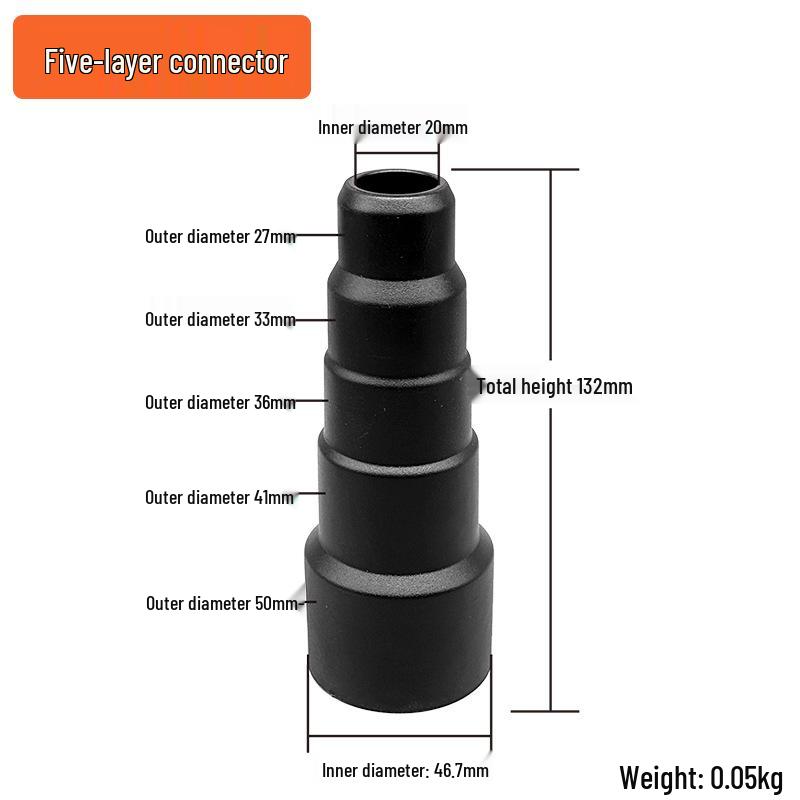 Universal Flexible Vacuum Cleaner Hose Adapter: Five-Layer Reducing Connector
