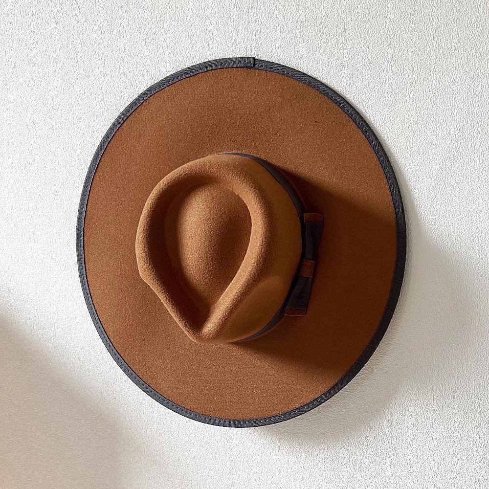 Elegant Fascinator Bow Tie Fedora Hat for Women 9.5cm Wide Brim Men Wool Church Jazz Hats Wedding Party Dress Cap