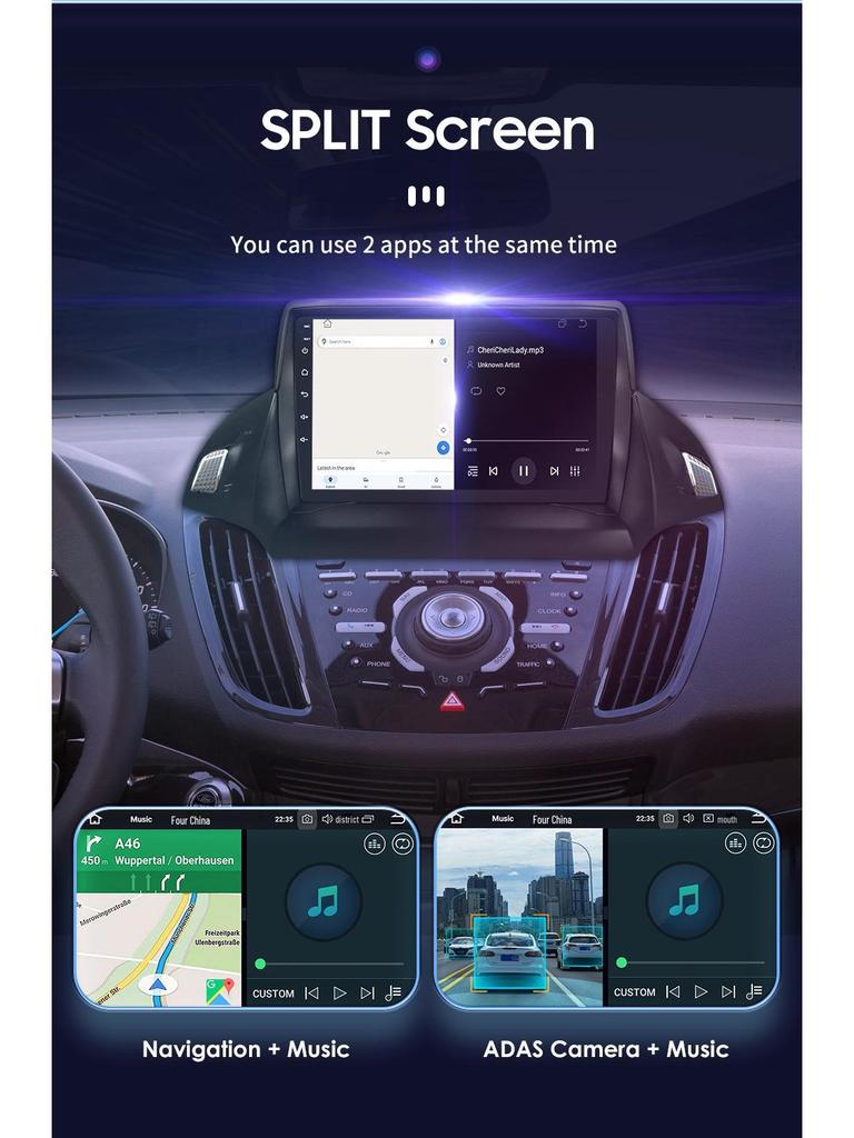 9-inch Android GPS Navigation Screen for 2013-2017 Ford Kuga Center Console