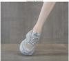 Women's Summer Rhinestone Mesh Dad Shoes - Thick-Soled, Breathable, Casual Sports, Size 34 Platform