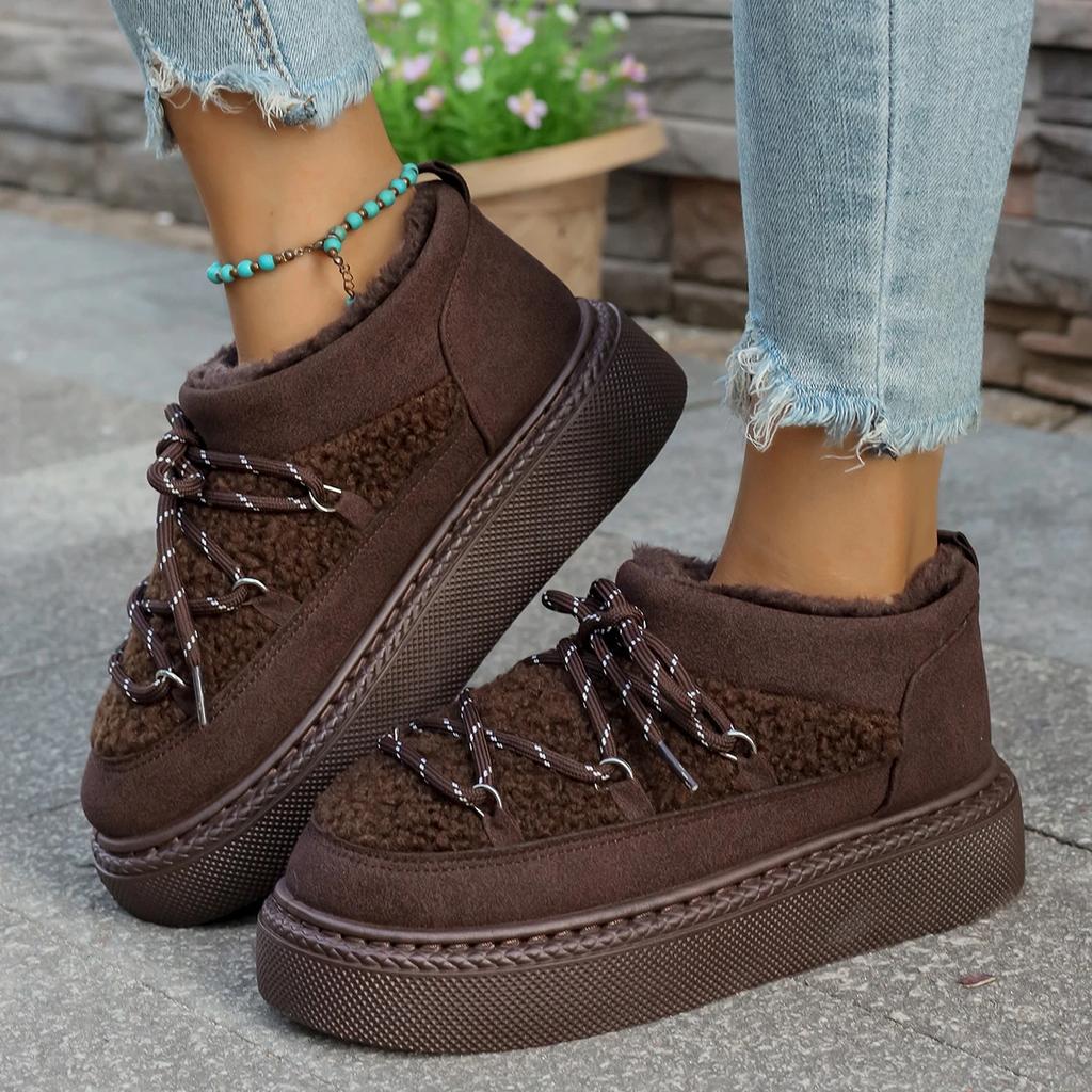 2025 Autumn and Winter New Thick-soled Cross-tie Snow Boots Thickened Mid-length Over-the-knee Warm Women's Short Boots