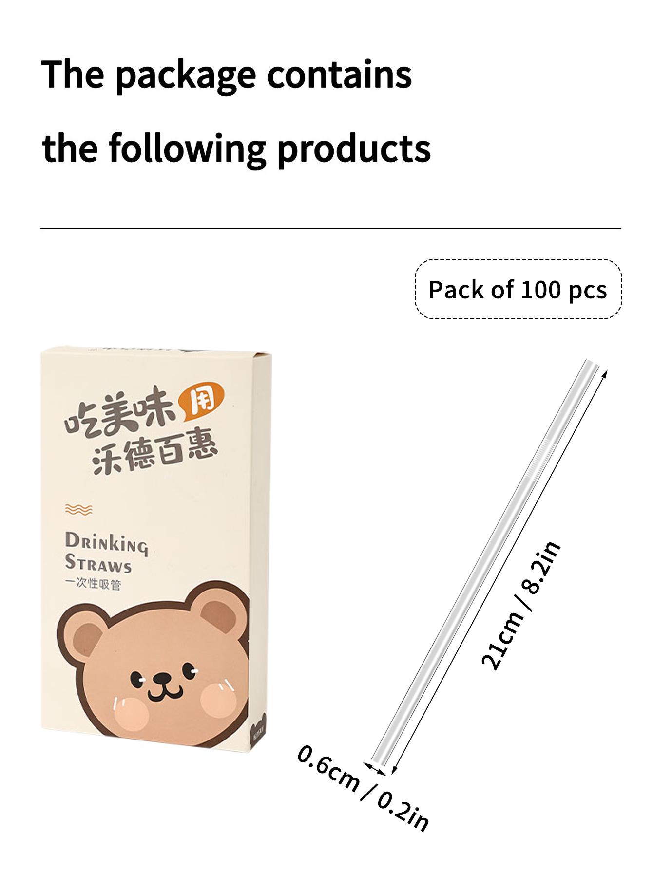 

WORTHBUY 100 шт. Одноразовые пластиковые соломинки Индивидуальная упаковка Соломинки для питья прозрачные для молочного чая Кухонные аксессуары для напитков
