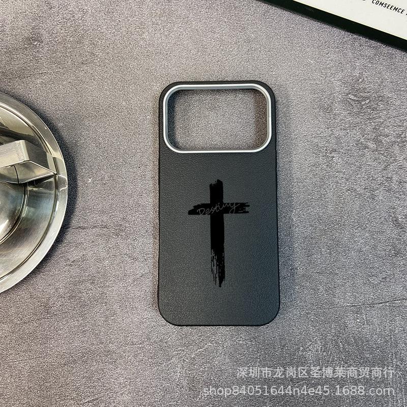 The new foreign trade model is suitable for iPhone17promax mobile phone case, Apple 16 all-inclusive 15 anti-drop 13 leather pattern protective case.