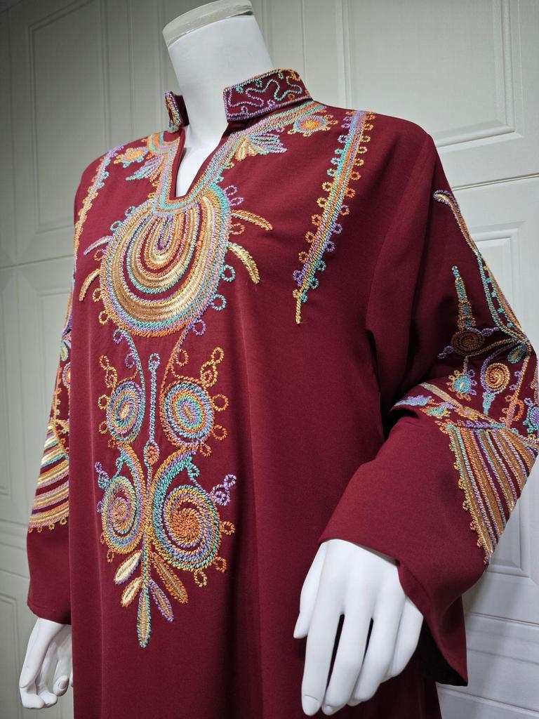 AB430 Women's Embroidered Cord Pullover Dress Robe