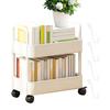 2-Tier Movable Bookshelf Cart with Wheels Multi-Purpose Storage Rack for Books Toys Snacks Household Mobile Organizer