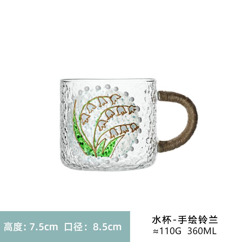 Japanese Style High Temperature Resistant Hammered Glass Water Jug Large Capacity Handle Pitcher with Cups Set