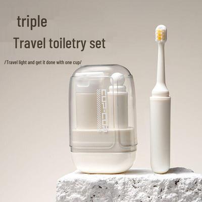 Portable Japanese Travel Wash Set: Folding Toothbrush, Mouthwash Cup & Storage Box
