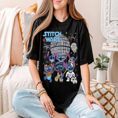 Summer Disney Lilo Stitch TShirts Cotton Printed Short Sleeve T Shirts BreathableLeisureShort Sleeves Loose