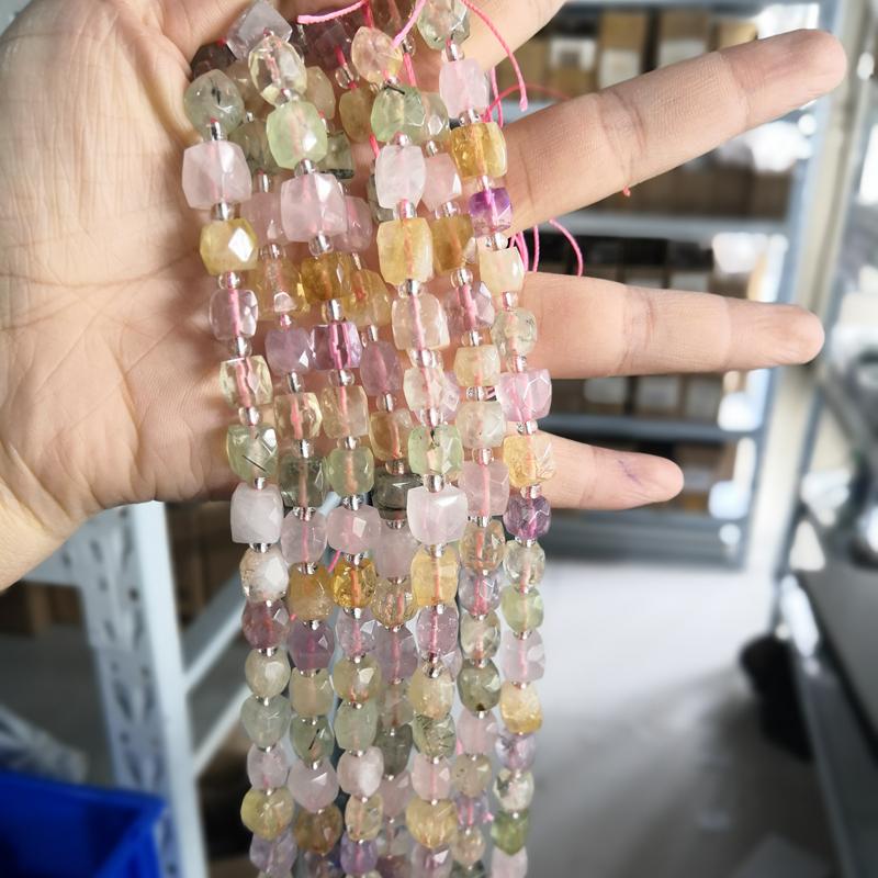 Mix Mărgele Pietre Prețioase Fațetate Naturale|Ametist+Citrin+Prehnit+Cuarț Roz|Mărgele de Sticlă pentru Confecționarea Bijuteriilor|Materiale pentru Artizanat DIY