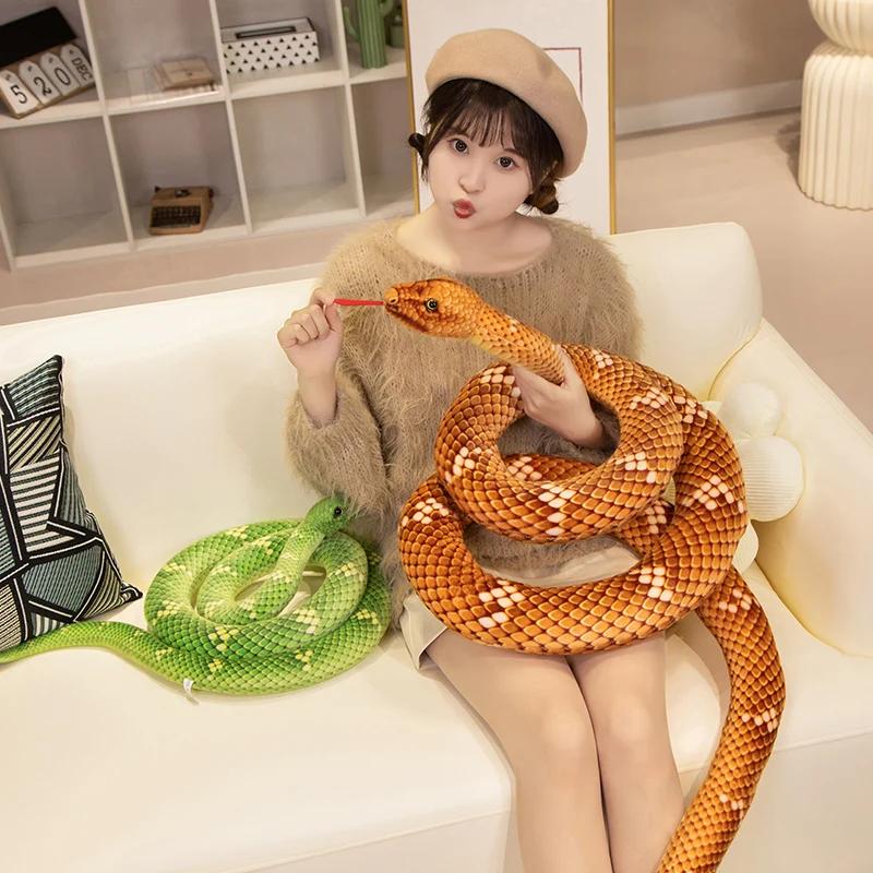 Jucării de pluș cu șarpe Kawaii de 70-280 cm Pit Viper Realistic Umplut Cobra Animal Bumbac moale Păpușă drăgălașă Piton Cadouri de aniversare pentru băieți