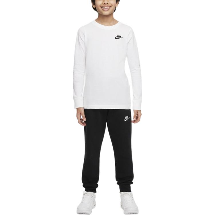 Nike Kinder Reine Baumwolle Lässig Atmungsaktiv Langarm T-Shirt Kinder Oberteile Weiß DO1838-100