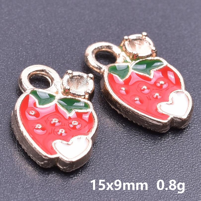 20 Stück Lebensmittel-Accessoires Rote Erdbeere Kirsche Emaille-Anhänger Für Schmuckherstellung Großhandel Frucht Banane Avocado Anhänger Anhänger-Zubehör