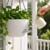 Self-Watering Hanging Planter with Plastic Construction and Chain Suspension Suitable for Indoor and Outdoor Use with Water Reservoir System
