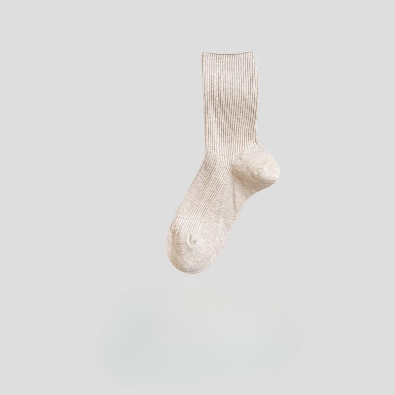 Women's Mid-calf Socks, Spring and Autumn Cotton Socks, Long Socks, Solid Color, Versatile Autumn Boneless Pile Socks