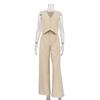 Sleeveless V-neck Vest Pants Set Casual Sleeveless V-neck Vest Solid Trousers Set